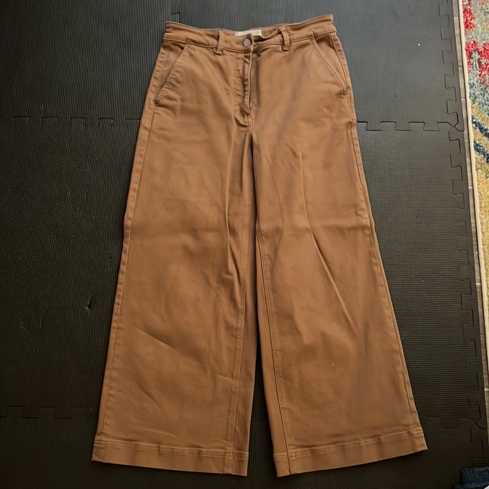 Everlane brown wide leg crop pant